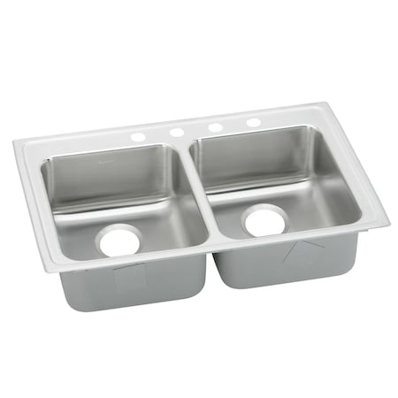 Lustertone Stainless Steel 33 X 21-1/4 X 4-1/2 Equal Double Bowl Top Mount Ada Sink